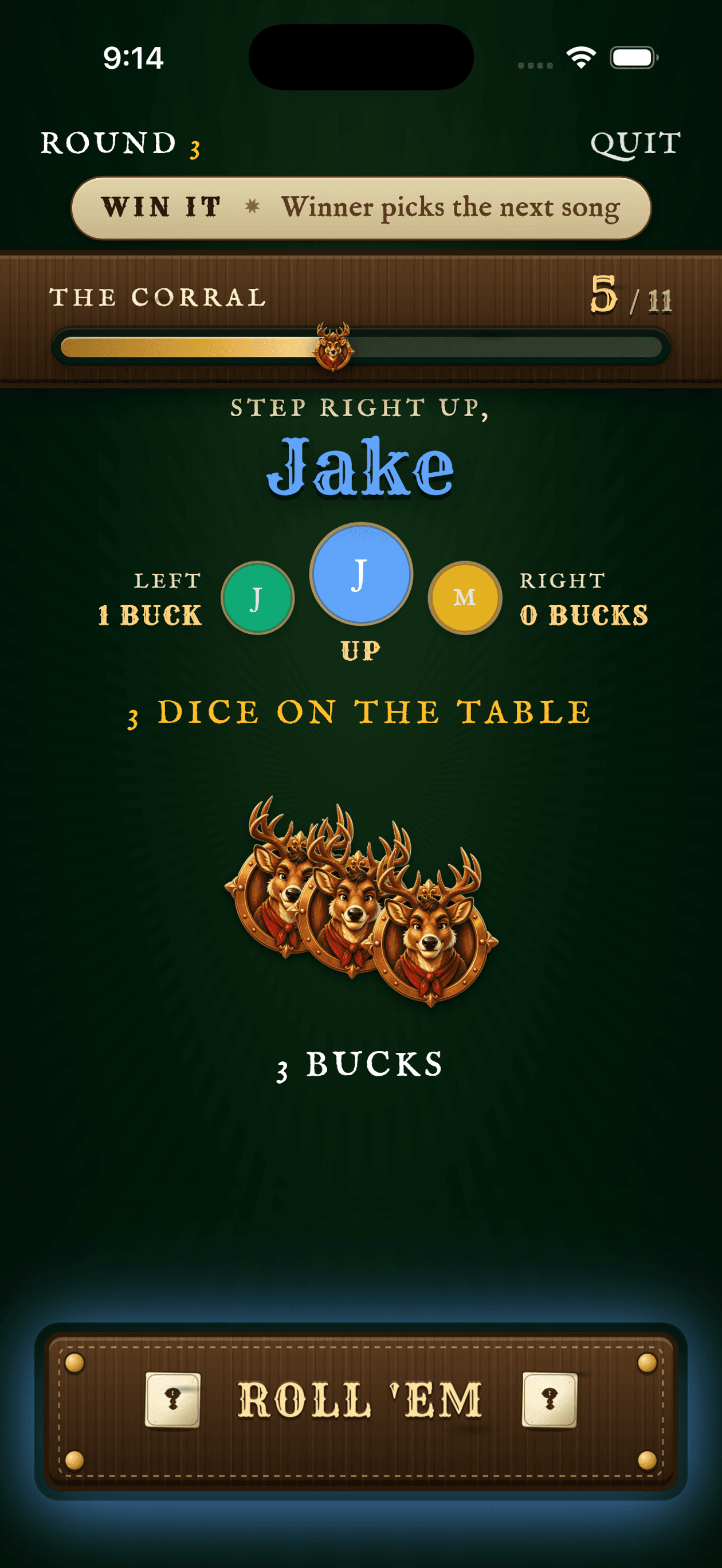 Pass the Buck gameplay screen